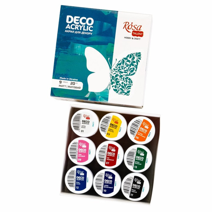 vopsea acrilica mata pentru decorațiuni 9x20ml rosa talent