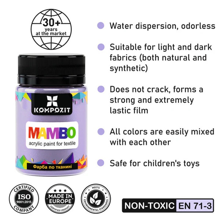 vopsea acrilica pastel mambo pentru textile si piele 50ml ro kztpmmb50