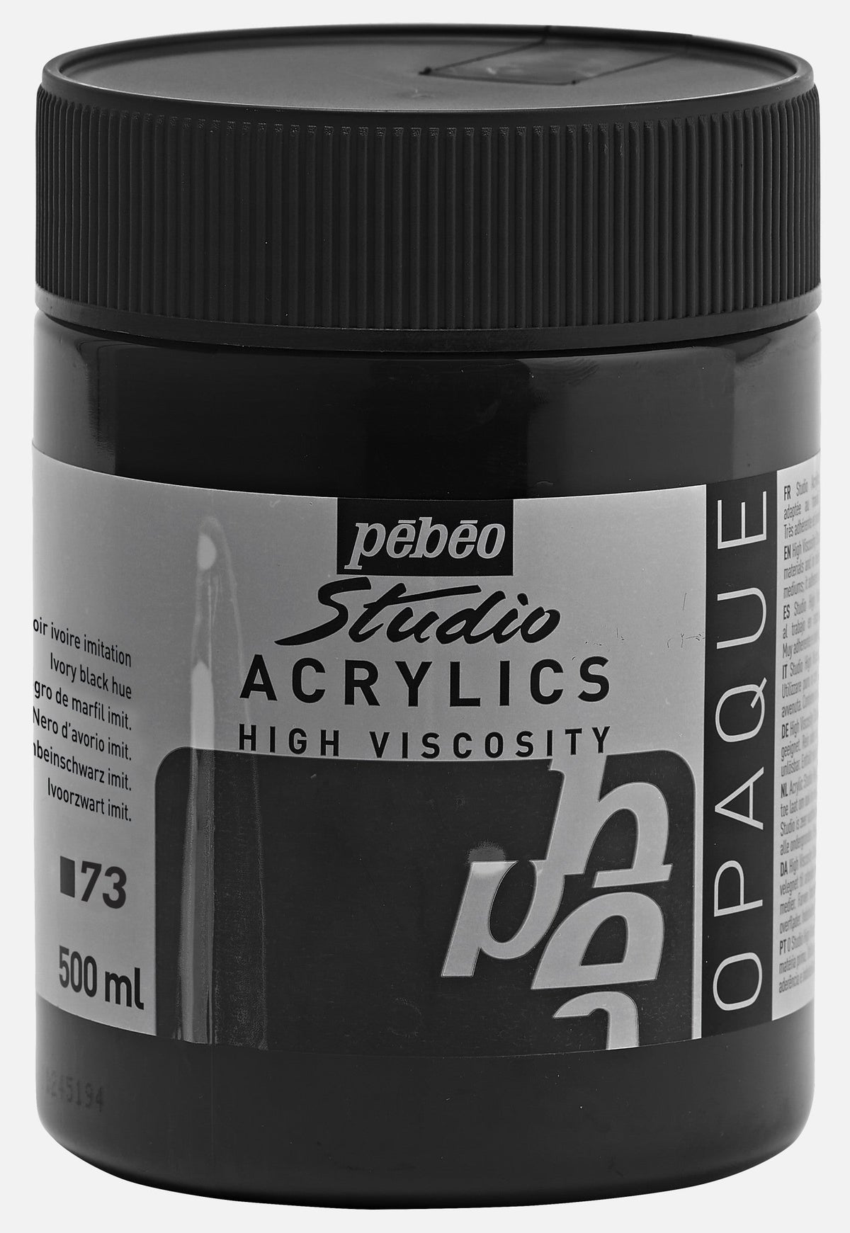 Vopsea acrilică Pebeo Studio 500 ml – Nuanță de negru de fildeș
