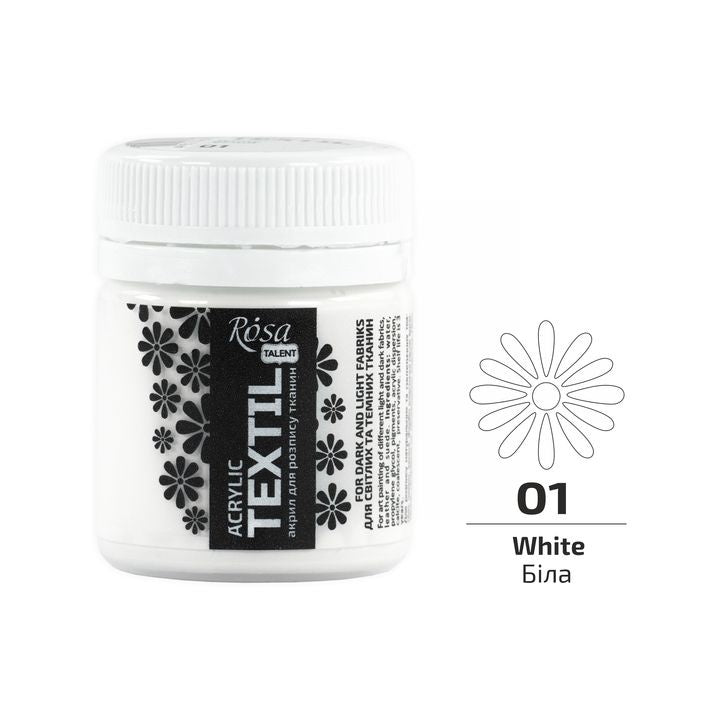 Vopsea acrilică pentru textile, 20ml, ROSA Talent | diverse culori
