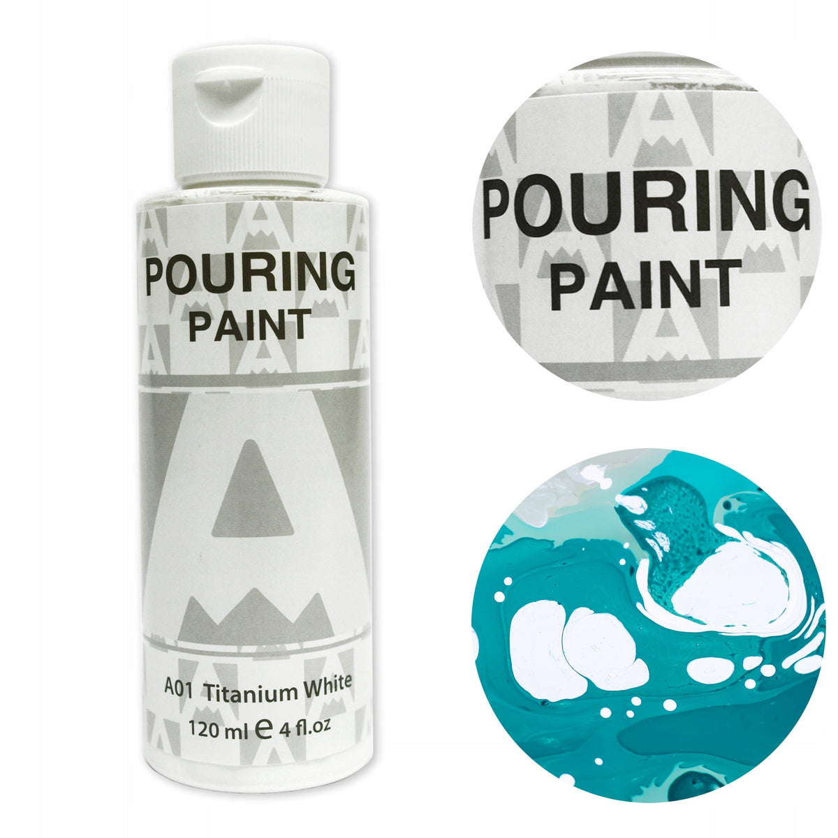 Vopsea acrilică Phoenix Aureuo pentru pouring, 120 ml – alb titan