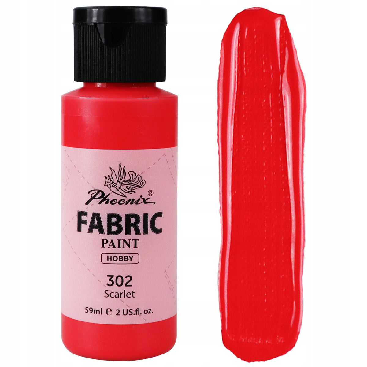 Vopsea pentru textile Phoenix 59 ml roșu stacojiu 302