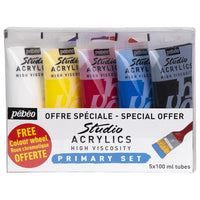 vopsele acrilice pebeo studio acrylic setul de baza 5 x 100 ml ro pbo831600