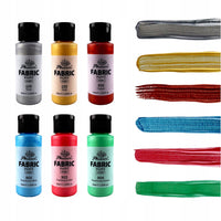 Vopsele acrilice pentru textile Phoenix metalice și sidefate 6x59 ml