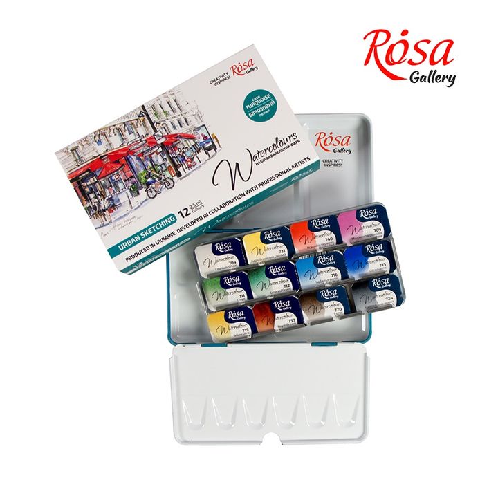 vopsele acuarela rosa gallery set urban sketching 12 x 2 5 ml ro rsk3403412