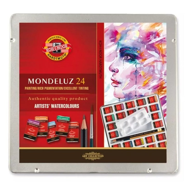 vopsele de acuarela mondeluz in cutie metalica 24 buc ro khn01636s2404pl