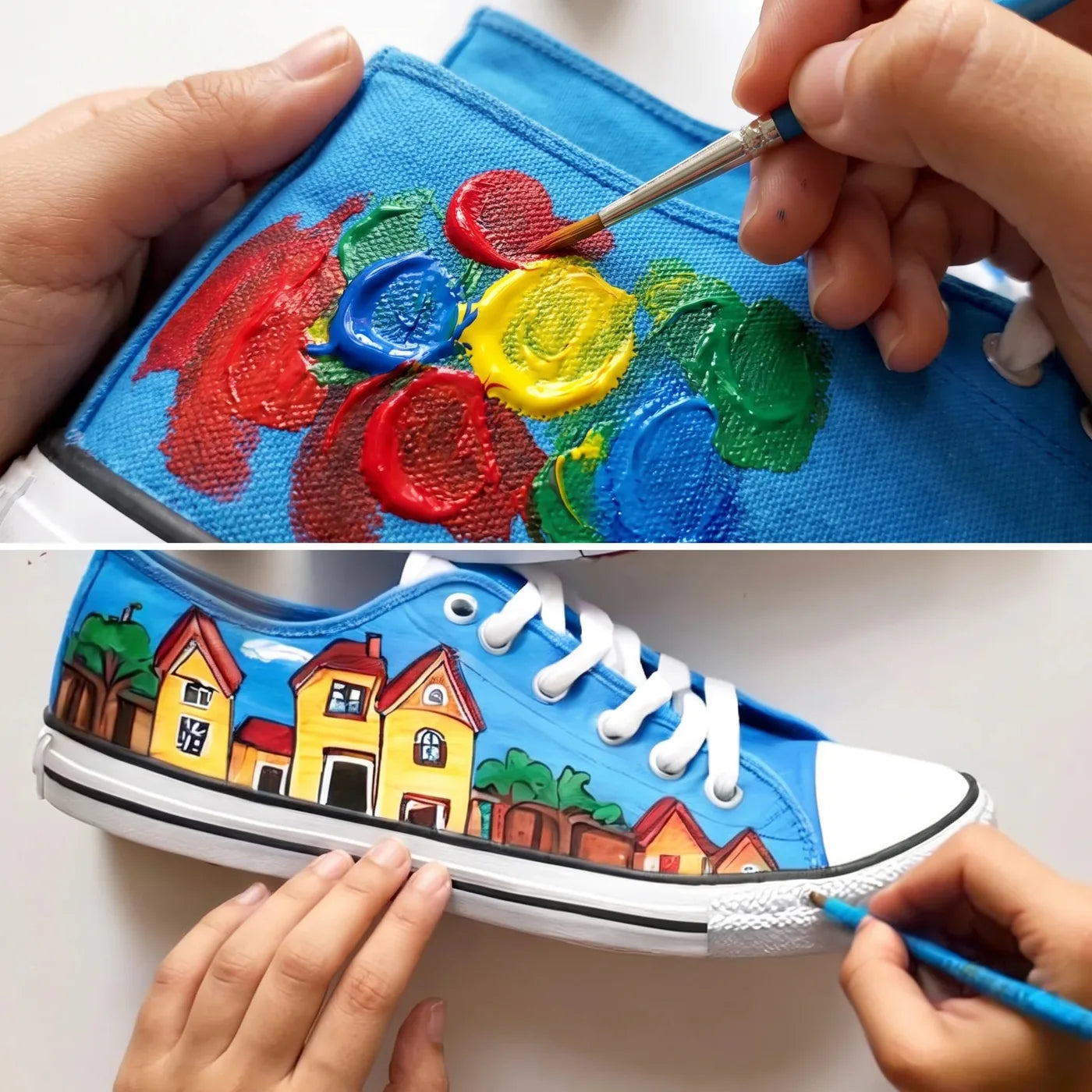 Pictarea unui model cu vopsea pentru textile ARTMIE Cacadu