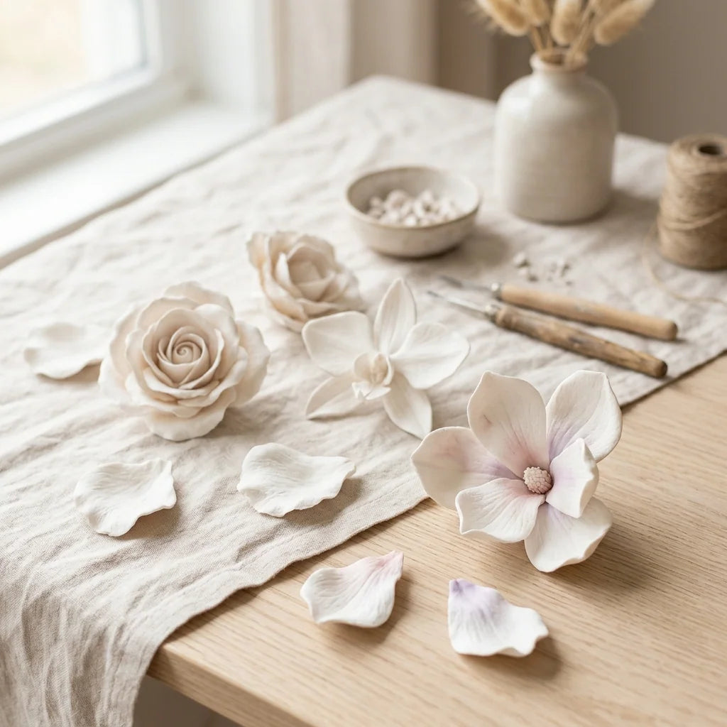 Flori delicate din pastă ușoară Cloudy Clay