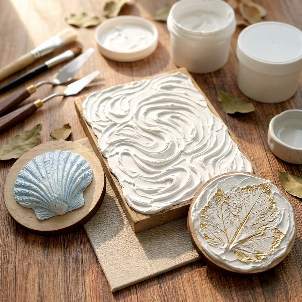Decorațiuni tridimensionale cu pastă Butter — scoică, modele topografice, frunză
