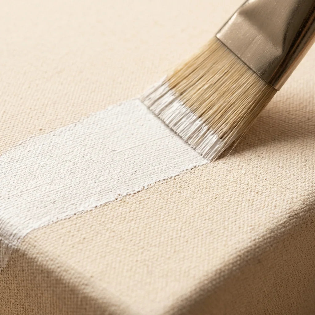 Structură de bumbac nealbit a pânzei ECO — grunduire cu gesso alb