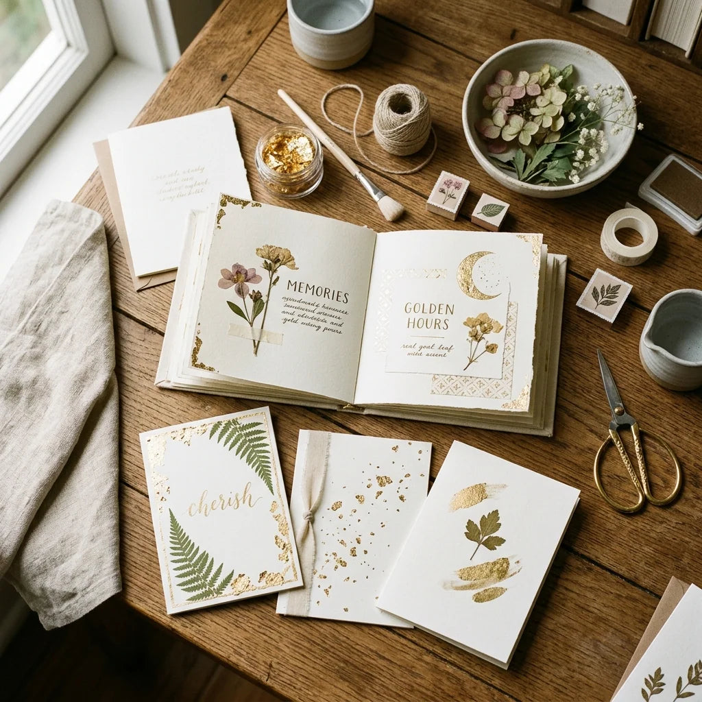 Accente aurii în lucrări de scrapbooking