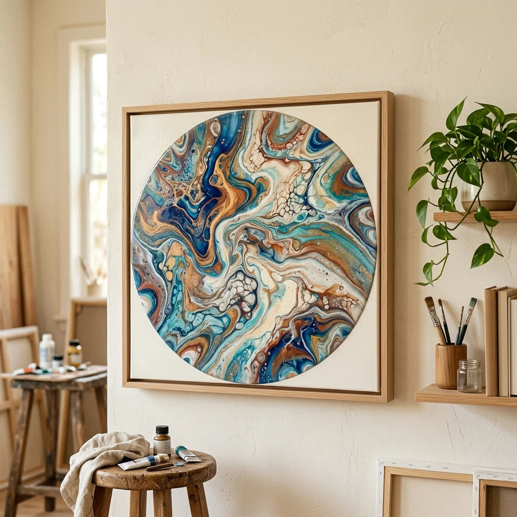 Tablou abstract fluid art pe perete