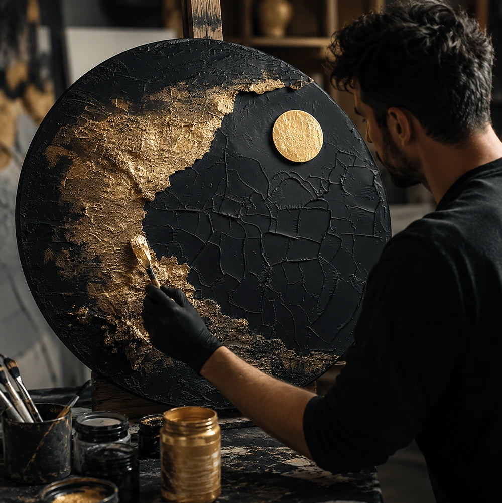 Artă metalică pe pânză pe șasiu rotundă ARTMIE