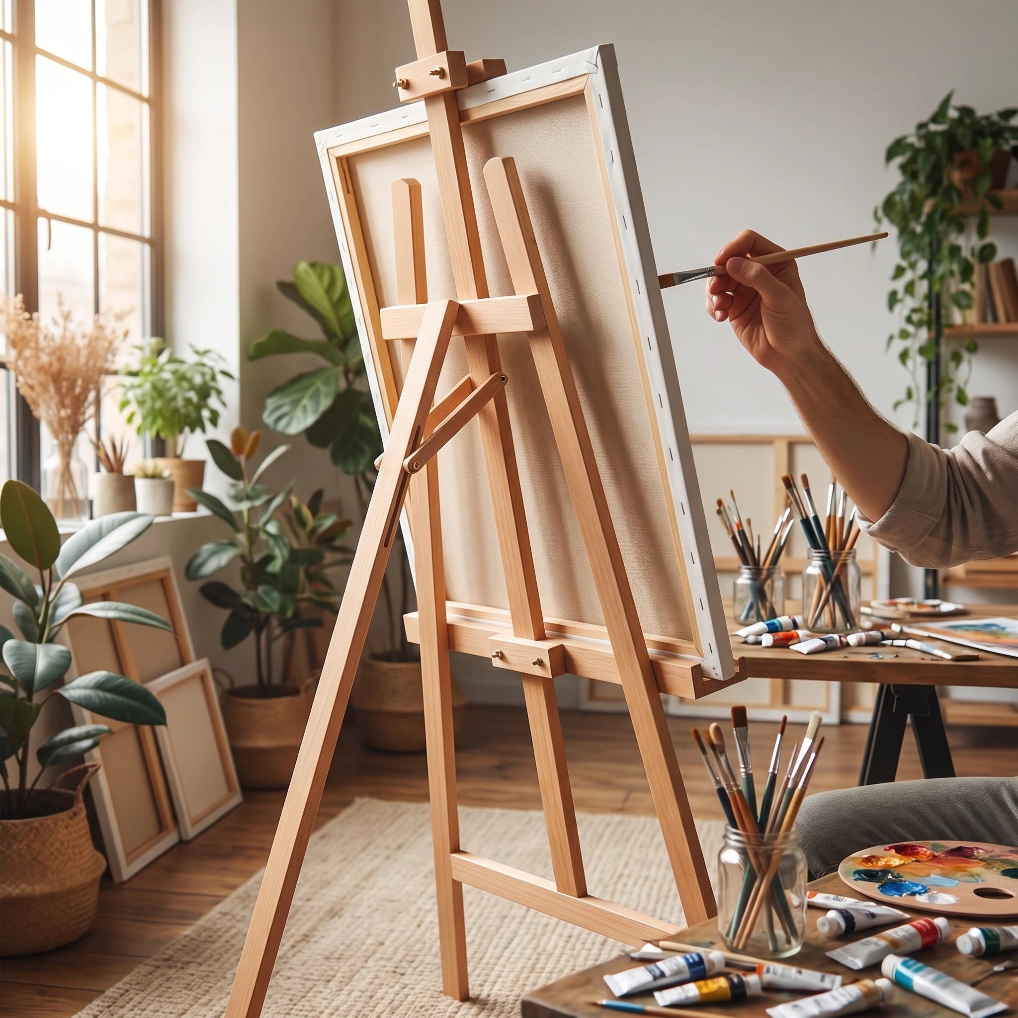 Pictură pe pânză pe șevaletul de atelier MY HOME
