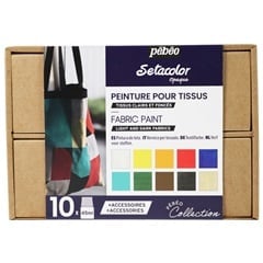 Set culori Pebeo pentru textile deschise și închise Setacolor Opaque - 10x45 ml