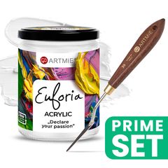 ARTMIE Euforia Titanium alb vopsea acrilică și Artist Spatula Set