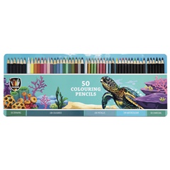 Creioane colorate în cutie de tablă 50 buc.