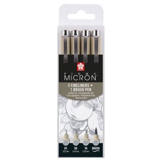 Set de stilouri tehnice Sakura Pigma Micron 3 fineliners a brush pen  | nuanțe de gri