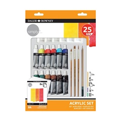 Set acrilic Daler Rowney cu accesorii 25 buc